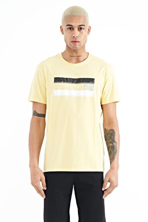 Sarı Baskılı Standart Kalıp O Yaka Erkek T-Shirt - 88217 | L