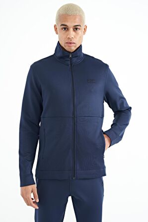 İndigo Fermuarlı Dik Yaka Gizli Cepli Erkek Eşofman Takım - 85199 | XXL