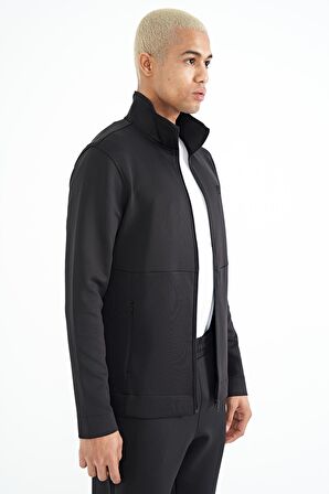 Siyah Fermuarlı Dik Yaka Gizli Cepli Erkek Eşofman Takım - 85199 | XL
