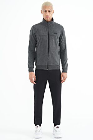 A.melanj - Siyah Dik Yaka Fermuarlı Gizli Cepli Jogger Erkek Eşofman Takım - 85178 | S