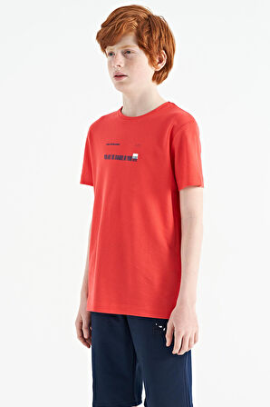 Coral Baskı Detaylı O Yaka Standart Kalıp Erkek  Çocuk T-Shirt - 11117 | 12-13 Yaş