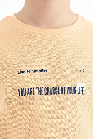 Kavun Içi Baskı Detaylı O Yaka Standart Kalıp Erkek T-Shirt - 11117 | 13-14
