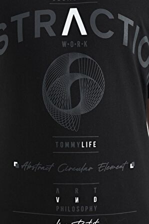 Siyah Yazı Baskı Detaylı O Yaka Standart Kalıp Erkek Çocuk T-Shirt - 11103 | 12-13