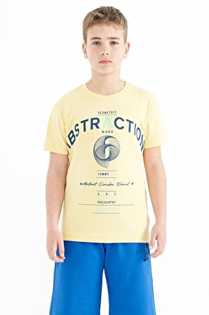 Sarı Yazı Baskı Detaylı O Yaka Standart Kalıp Erkek Çocuk T-Shirt - 11103 | 12-13