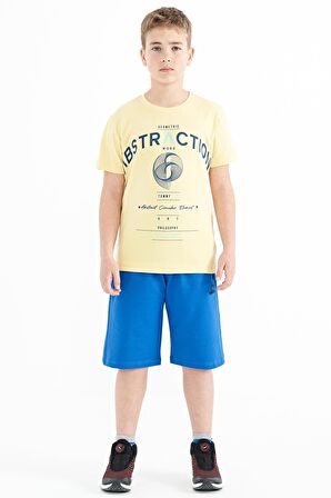 Sarı Yazı Baskı Detaylı O Yaka Standart Kalıp Erkek Çocuk T-Shirt - 11103 | 12-13