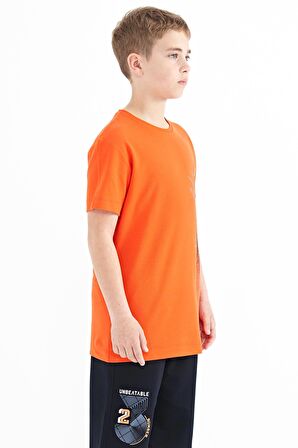 Portakal Yazı Baskılı O Yaka Standart Kalıp Erkek Çocuk T-Shirt - 11119 | 12-13