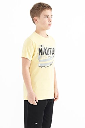 Sarı Yazı Baskılı O Yaka Standart Kalıp Erkek  Çocuk T-Shirt - 11100 | 13-14