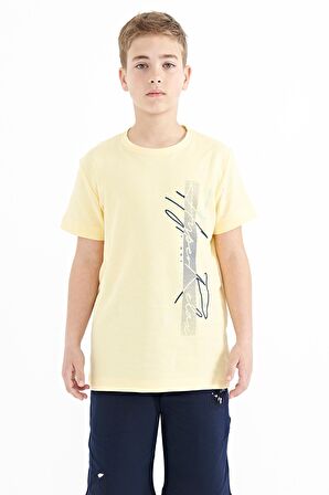 Sarı Yazı Baskılı O Yaka Standart Kalıp Erkek Çocuk T-Shirt - 11119 | 7-8
