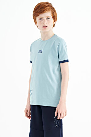 Açık Mavi Baskılı Standart Kalıp O Yaka Erkek Çocuk T-Shirt - 11097 | 7-8 Yaş