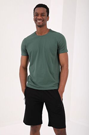 Siyah Gizli Fermuar Arka Cepli Bağcıklı Standart Kalıp Erkek Şort - 81136 | S