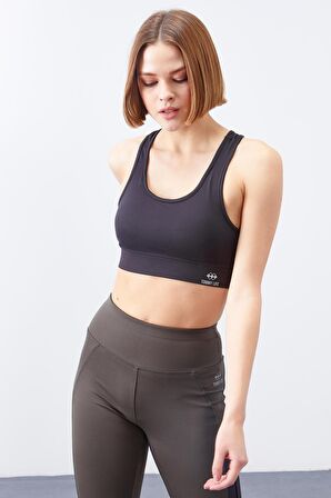 Tommy Life Siyah Sırt Detaylı Dar Kalıp U Yaka Kadın Spor Büstiyer - 97120 | XL