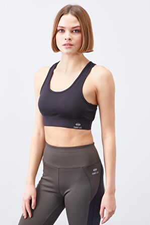 Tommy Life Siyah Sırt Detaylı Dar Kalıp U Yaka Kadın Spor Büstiyer - 97120 | XL
