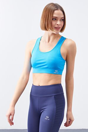 Tommy Life Turkuaz Sırt Detaylı Dar Kalıp U Yaka Kadın Spor Büstiyer - 97120 | XL