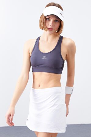 Tommy Life Antrasit Çapraz Sırt Detaylı Slim Fit U Yaka Pedli Kadın Spor Büstiyer - 97121 | S