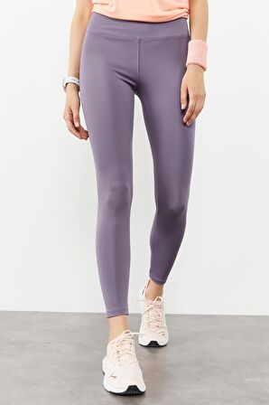 Eflatun Yüksek Bel Streç Slim Fit Dar Paça Kadın Tayt - 94545 | M