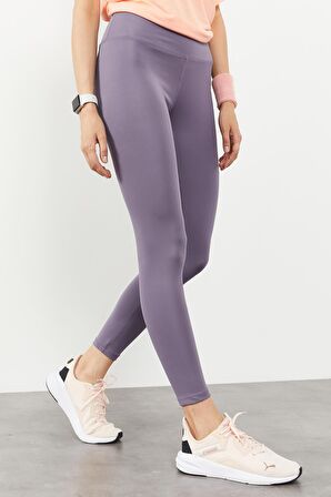 Eflatun Yüksek Bel Streç Slim Fit Dar Paça Kadın Tayt - 94545 | M