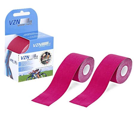 VZN Spor Terapi – Kinezyo Bandı | 5m x 5cm | Suya Dayanıklı, Esnek Kas Desteği | Pembe (2 Kutu Gönderilir)