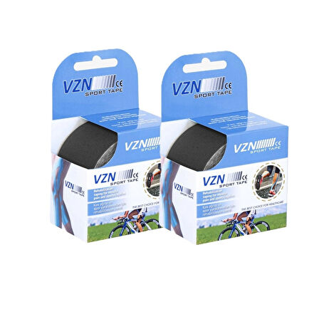 VZN | Spor Terapi – Kinezyo Bandı | 5m x 5cm | Suya Dayanıklı, Esnek Kas Desteği | Siyah (2 Kutu Gönderilir)
