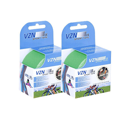 VZN Spor Terapi – Kinezyo Bandı | 5m x 5cm | Suya Dayanıklı, Esnek Kas Desteği | Yeşil (2 Kutu Gönderilir)