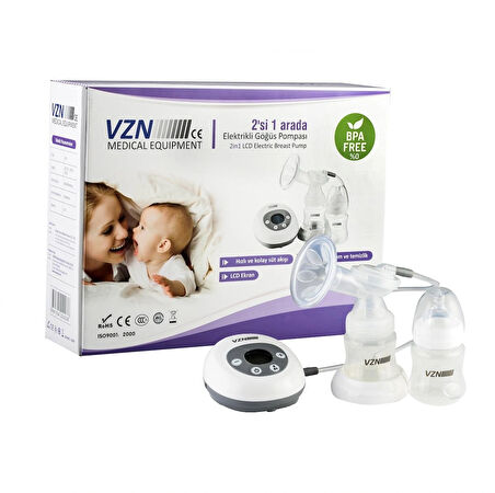 VZN Elektrikli Tekli Göğüs Süt Sağma Pompası – Sessiz & Hassas | 9 Kademeli Güç Ayarı | 2 Adet Anne Sütü Saklama Biberonu | USB Şarjlı | BPA İçermez