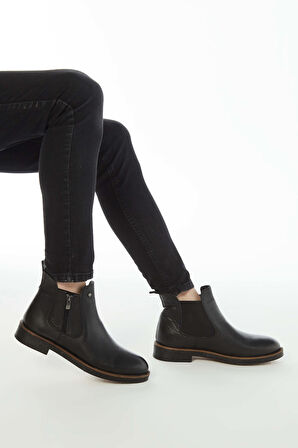 Tamer Tanca Erkek Hakiki Deri Siyah Floter Casual Bot 572 1727 B ERK BOT SIYAH FLOTER