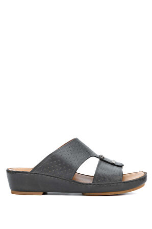 Sauro Shoes Erkek Hakiki Deri Siyah Terlik 731 1493 ERK TRLK Y19 BLACK