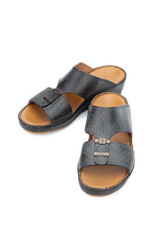 Sauro Shoes Erkek Hakiki Deri Siyah Terlik 731 1493 ERK TRLK Y19 BLACK