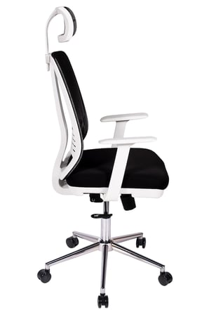Ofisbazaar UP Beyaz Fileli Yönetici Koltuğu | Ergonomik Başlıklı Ofis Koltuğu Siyah Fileli