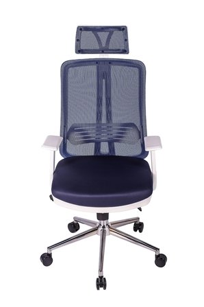 Ofisbazaar UP Beyaz Fileli Yönetici Koltuğu | Ergonomik Başlıklı Ofis Koltuğu Lacivert