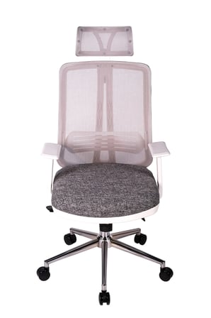 Ofisbazaar UP Beyaz Fileli Yönetici Koltuğu | Ergonomik Başlıklı Ofis Koltuğu Desenli Gri