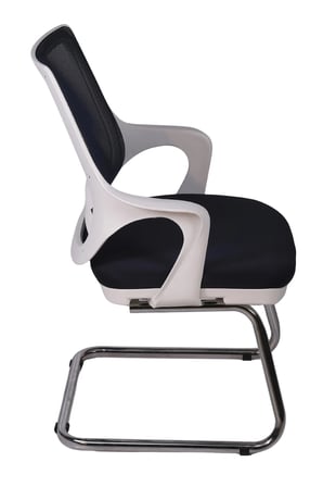 Ofisbazaar Buya Beyaz Fileli Misafir Koltuğu | Ergonomik Toplantı ve Bekleme Koltuğu Siyah Fileli