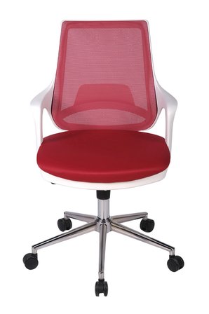 Ofisbazaar Buya Beyaz Fileli Çalışma Koltuğu | Ergonomik Şef ve Toplantı Koltuğu Kırmızı