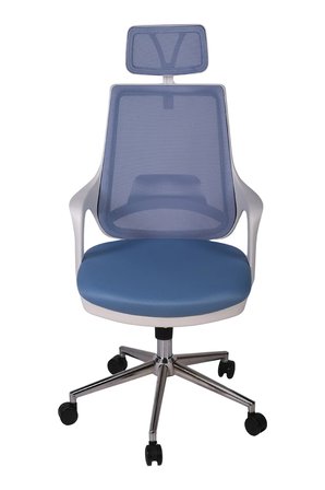Ofisbazaar Buya Beyaz Fileli Ofis Koltuğu | Ergonomik ve Modern Tasarım Açık Mavi