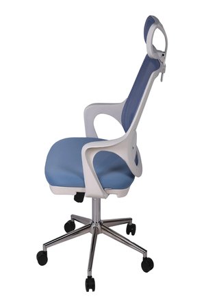 Ofisbazaar Buya Beyaz Fileli Ofis Koltuğu | Ergonomik ve Modern Tasarım Açık Mavi