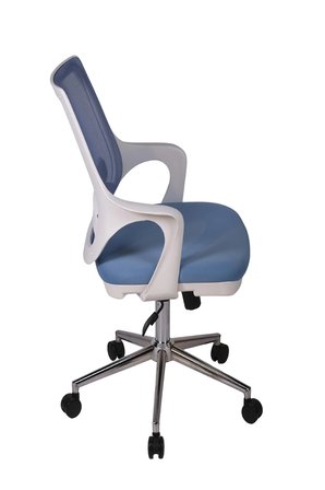 Ofisbazaar Buya Beyaz Fileli Çalışma Koltuğu | Ergonomik Şef ve Toplantı Koltuğu Açık Mavi