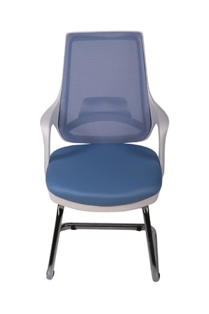 Ofisbazaar Buya Beyaz Fileli Misafir Koltuğu | Ergonomik Toplantı ve Bekleme Koltuğu Açık Mavi