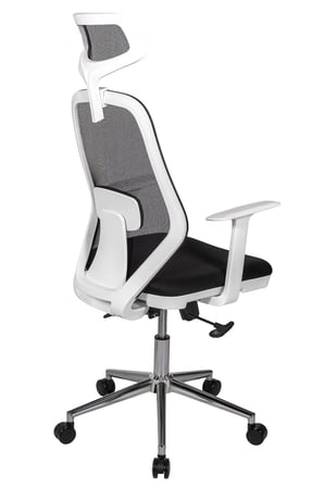 Ofisbazaar Dali Beyaz Fileli Yönetici Koltuğu | Ergonomik Başlıklı Ofis Koltuğu Siyah fileli