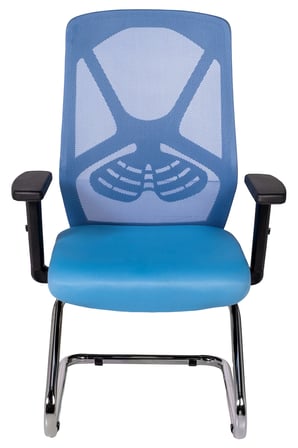 Ofisbazaar Dolphin Siyah Fileli Misafir Koltuğu | Ergonomik Toplantı ve Bekleme Koltuğu Açık Mavi
