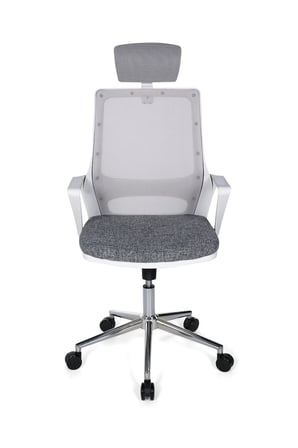 Ofisbazaar Lizz Beyaz Fileli Yönetici Koltuğu | Ergonomik Başlıklı Ofis Koltuğu Gri