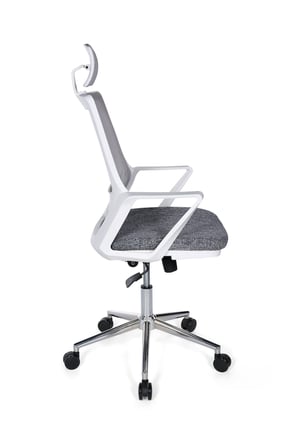 Ofisbazaar Lizz Beyaz Fileli Yönetici Koltuğu | Ergonomik Başlıklı Ofis Koltuğu Gri