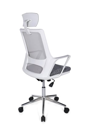 Ofisbazaar Lizz Beyaz Fileli Yönetici Koltuğu | Ergonomik Başlıklı Ofis Koltuğu Gri