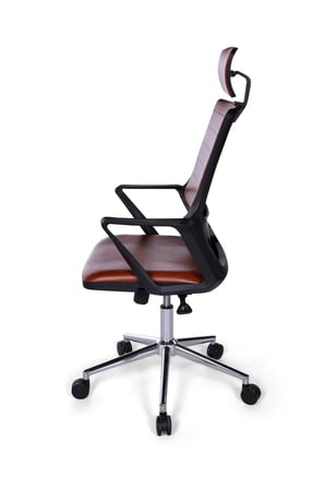 Ofisbazaar Lizz Kahverengi Deri Yönetici Koltuğu | Ergonomik Başlıklı Ofis Koltuğu Kahverengi