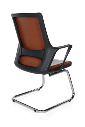 Ofisbazaar Lizz Kahverengi Deri Misafir Koltuğu | Ergonomik Toplantı ve Bekleme Koltuğu Kahverengi