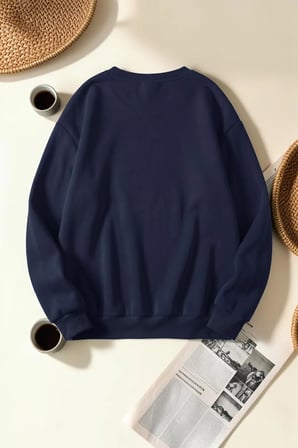 Unisex Kırıshıma Kalp Baskılı Bisiklet Yaka Sweatshirt