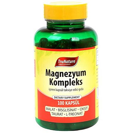 Trunature Magnesium Complex 100 Kapsül Magnezyum Kompleks Malat Bisglisinat Taurat Sitrat Oksit Kalsiyum L-Treonat