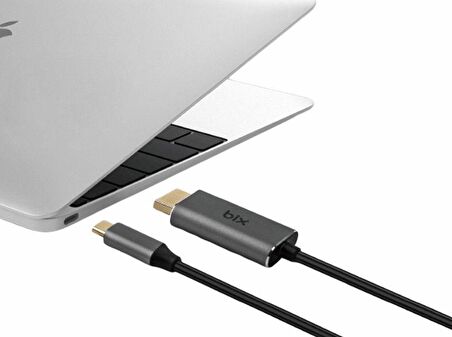 Bix BX02HB Type-C to HDMI 4K Multimedya Ses ve Görüntü Aktarım Kablosu 1.8 Metre