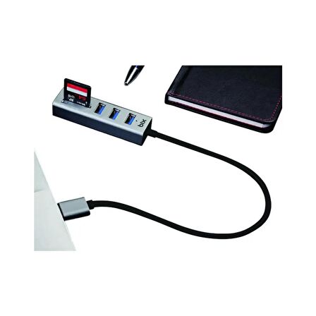 Bix USB 3.0 Kart Okuyucu ve 3 Portlu Çoklayıcı Hub