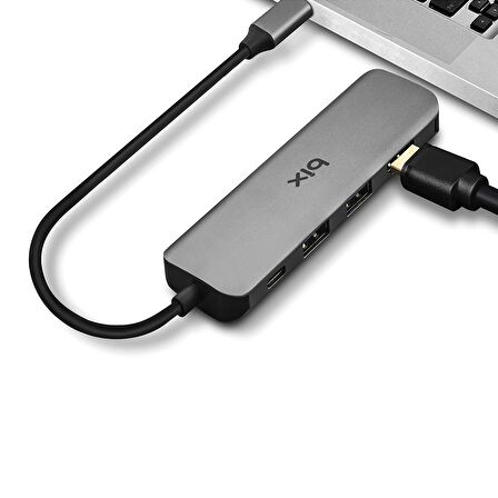 Bix BX09HB Type-C to 2*USB 3.0 4K HDMI PD 100W SD ve Micro SD Kart Okuyucu Çoklayıcı Hub
