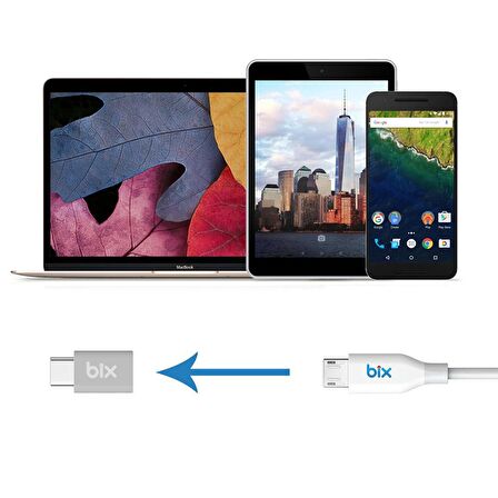 Bix ADP-04 Type-C to Micro USB ve USB-A 3.0 Çevirici Dönüştürücü Adaptör
