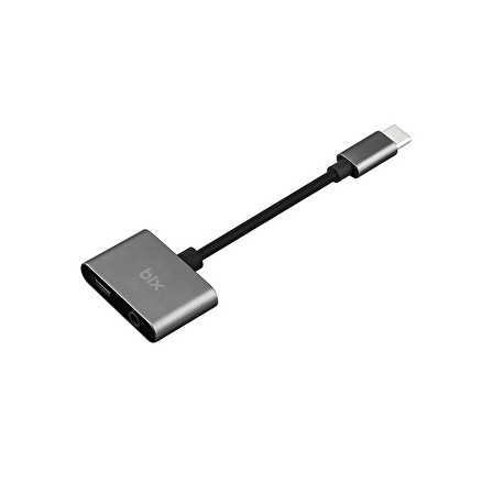 Bix ADP-07 Type-C to 3.5mm Kulaklık ve PD Şarj Dönüştürücü Adaptör